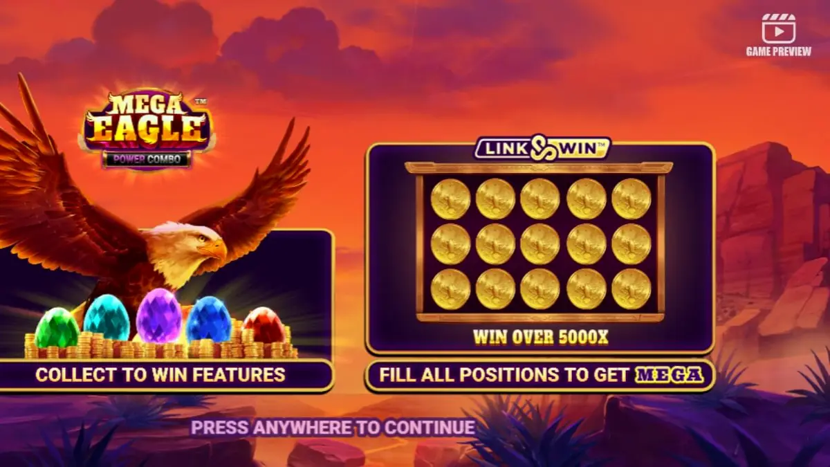 Cenário montanhoso e majestoso do slot Mega Eagle Power Combo